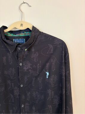 William Murray Golf Shirt Mens XL Black LongSleeve Performance Vented Caddyshack